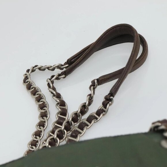 PRADA Chain Shoulder Bag Nylon Green Auth BD1448 - Picture 9 of 16